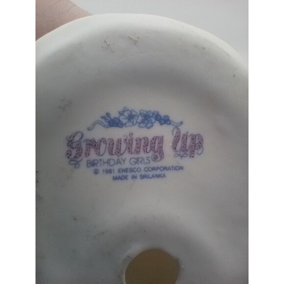 Growing Up Birthday Girls 5 Enesco 3.75" Celebration Blond Hair Blue Dress 1981 - Picture 16 of 16